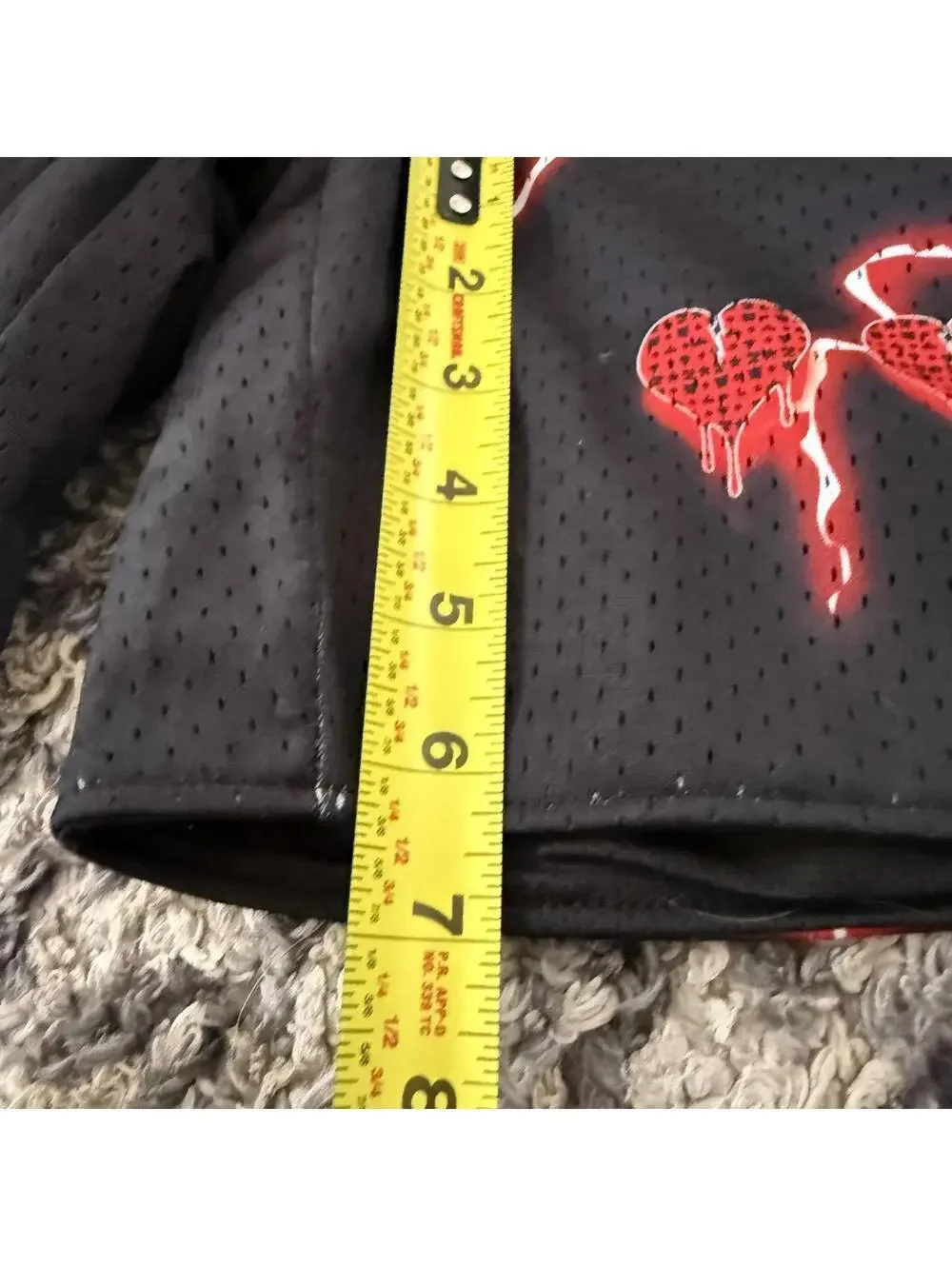 Chase Perfection Lightning Graphic Mesh Athletic Shorts Black Red Y2K